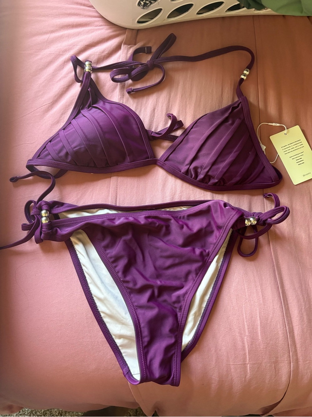 Cupshe Purple Triangle String Bikini Set
